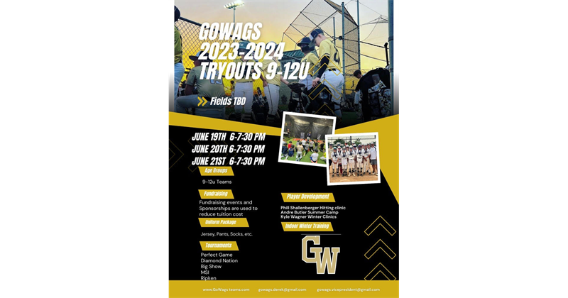 2023-2024 9U-12U Tryout Dates Set!
